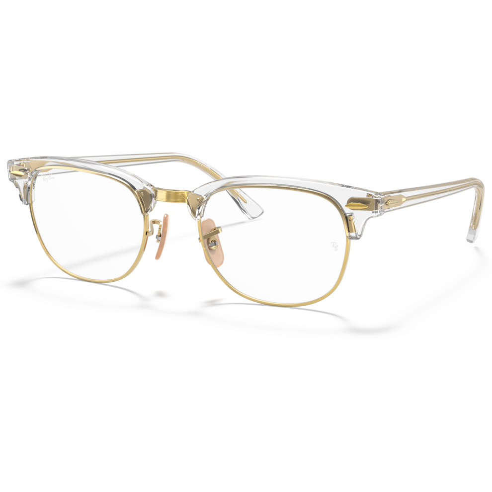 【RayBan】RB5154 5762-51mm/63mm眉框光學眼鏡 ♥ #Clubmaster系列(透明搭金色)