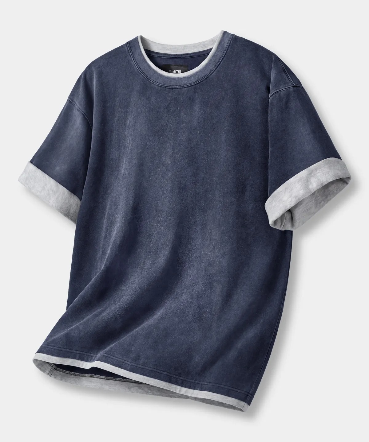 DIMITRI BLACK Contrast Layered Roll-Up T-Shirt