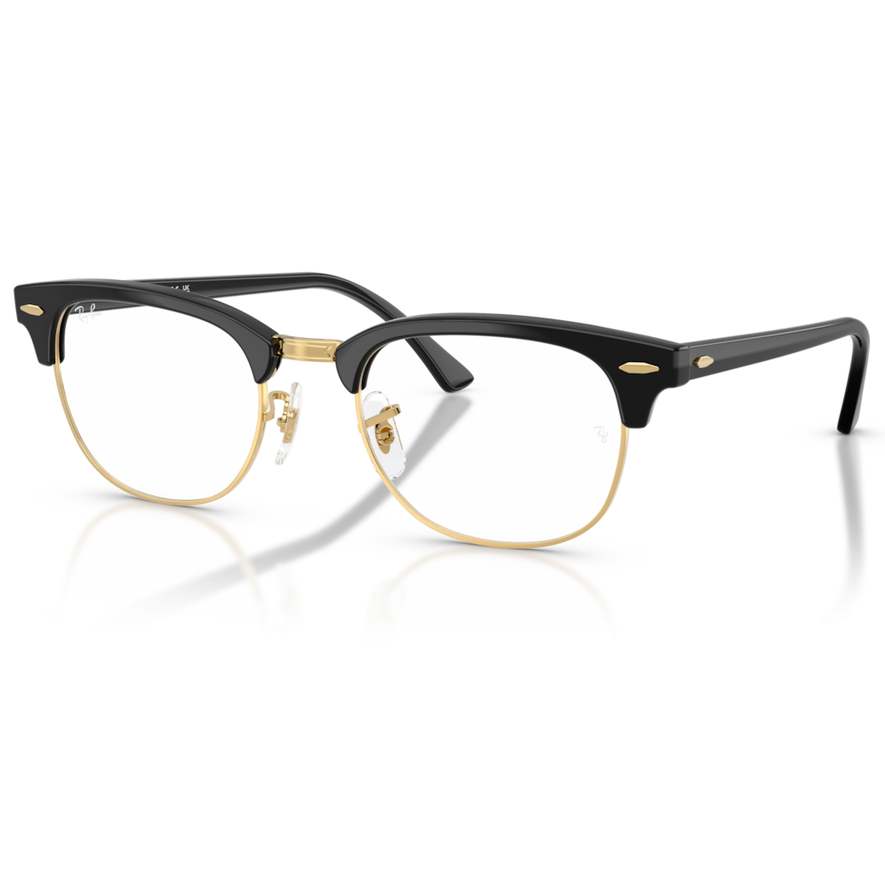 【RayBan】RB5154 5784-51mm/63mm眉框光學眼鏡 ♣ #Clubmaster系列(黑色搭金色)