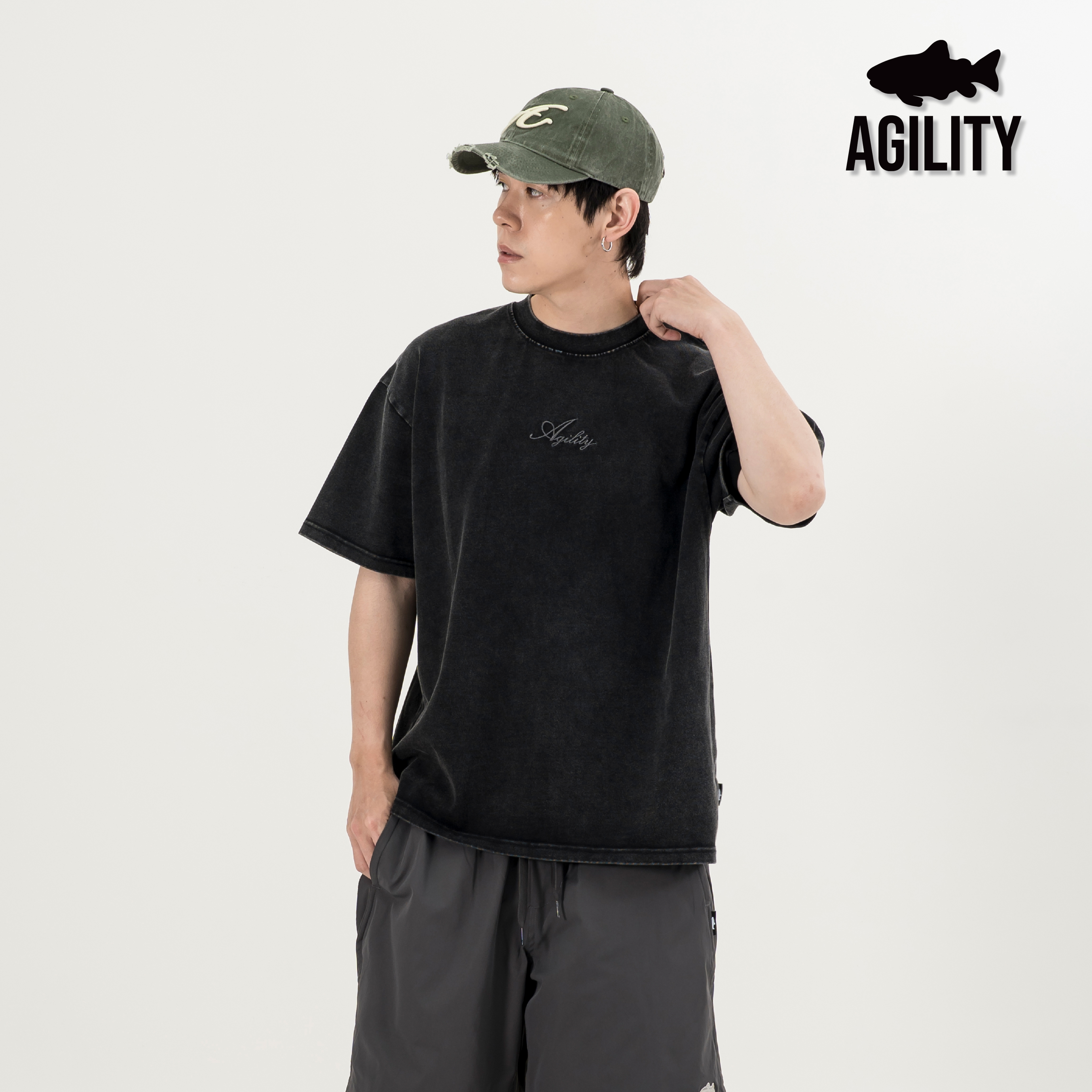 AGILITY Washed Boxy Tee / Bones 寬短水洗 短袖Tee [SR0-魚骨]
