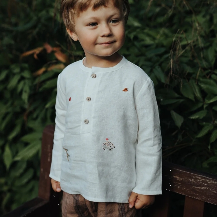 (預購)ALL THE BEAUTIFUL LINEN 森林刺繡長袖上衣 FOREST LONG SLEEVE BUTTON SHIRT