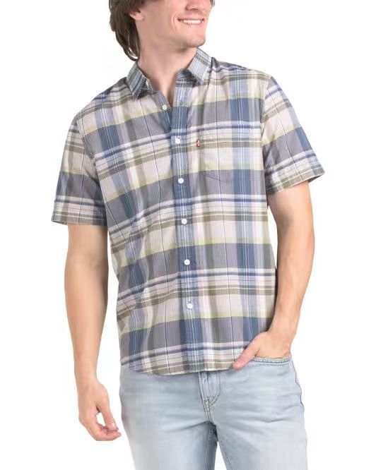 【預購】H061271 LEVI'S  男裝休閒格子襯衫  (藍灰格子)