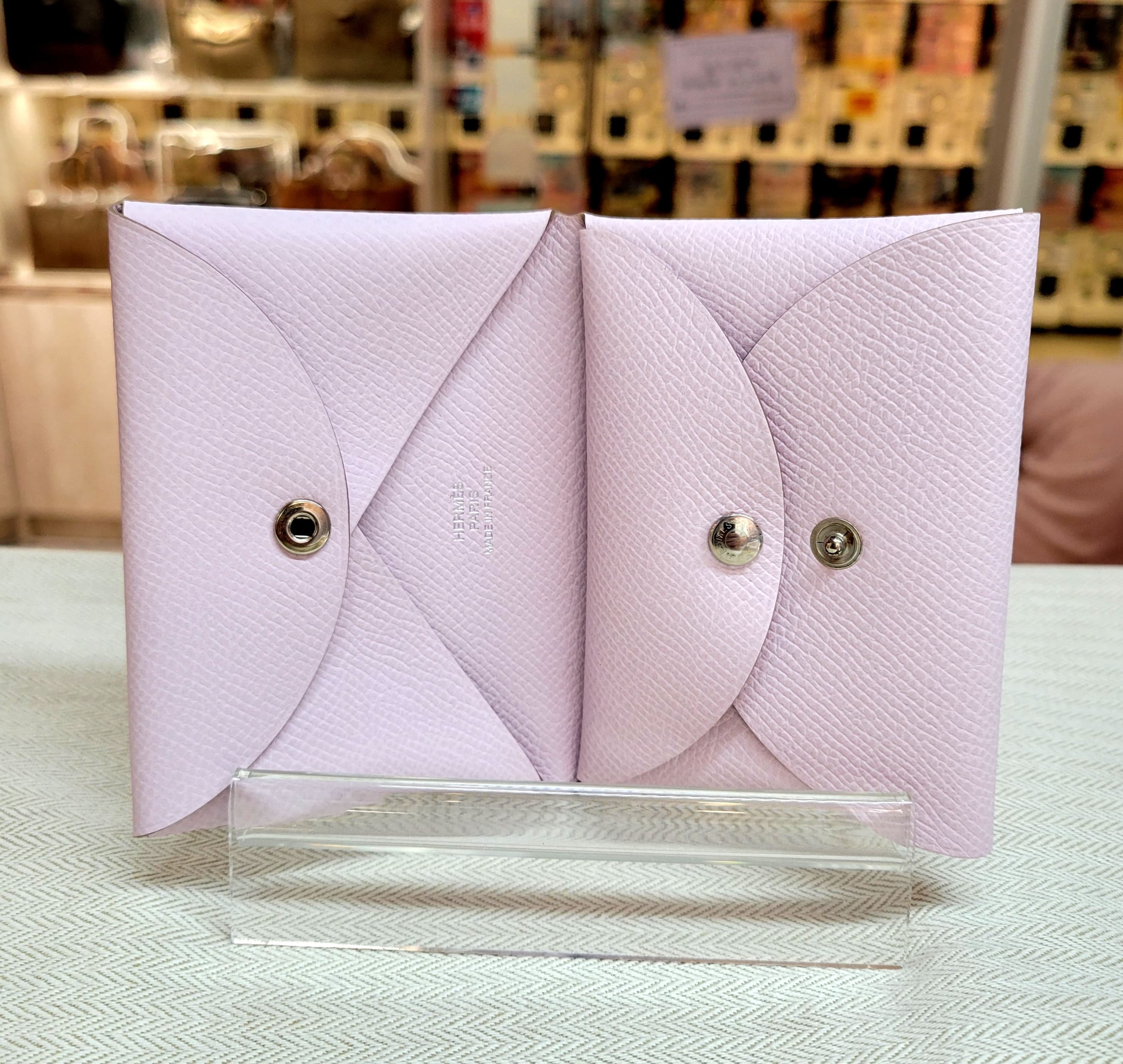 HERMES CALVI DUO 09 MAUVE PALE 夢幻紫 卡包