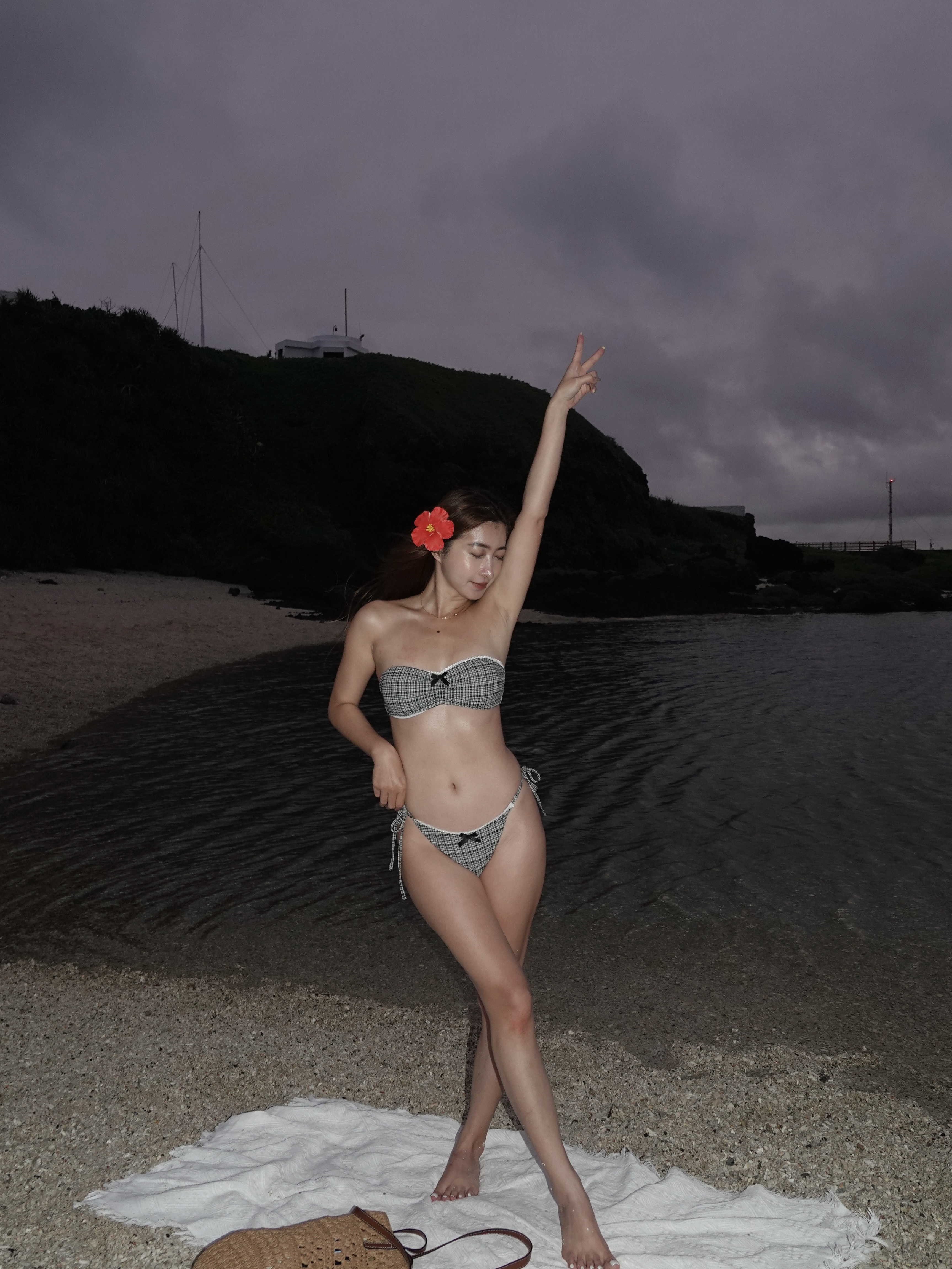 黑白格紋平口Bikini🖤(2色)