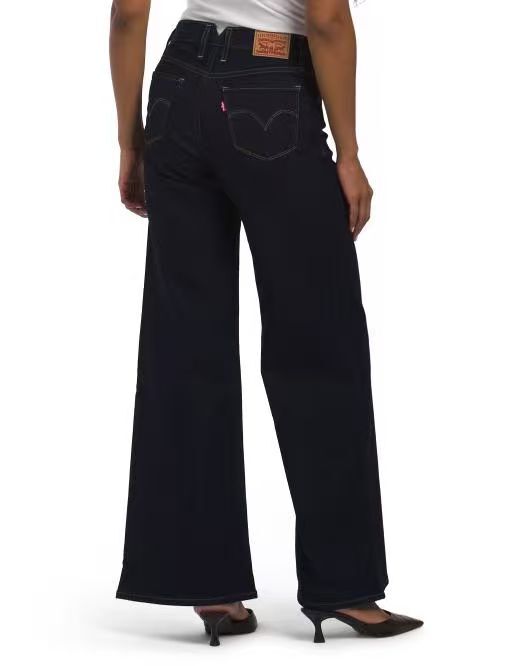 【預購】H061276 LEVI'S 318 女裝修身寬筒牛仔 (黑色)