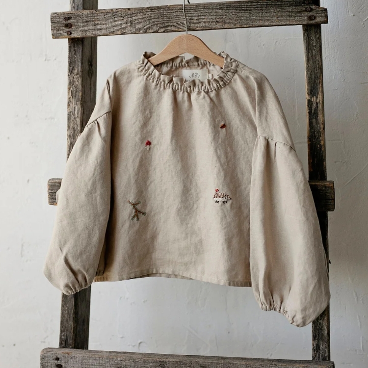 (預購)ALL THE BEAUTIFUL LINEN 森林刺繡泡泡上衣 FOREST PARACHUTE TUNIC