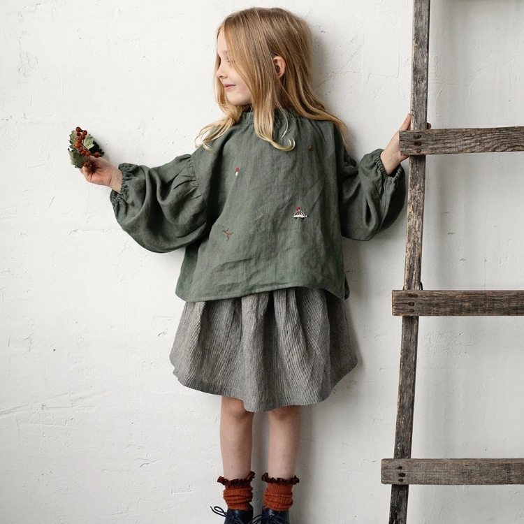(預購)ALL THE BEAUTIFUL LINEN 森林刺繡泡泡上衣 FOREST PARACHUTE TUNIC