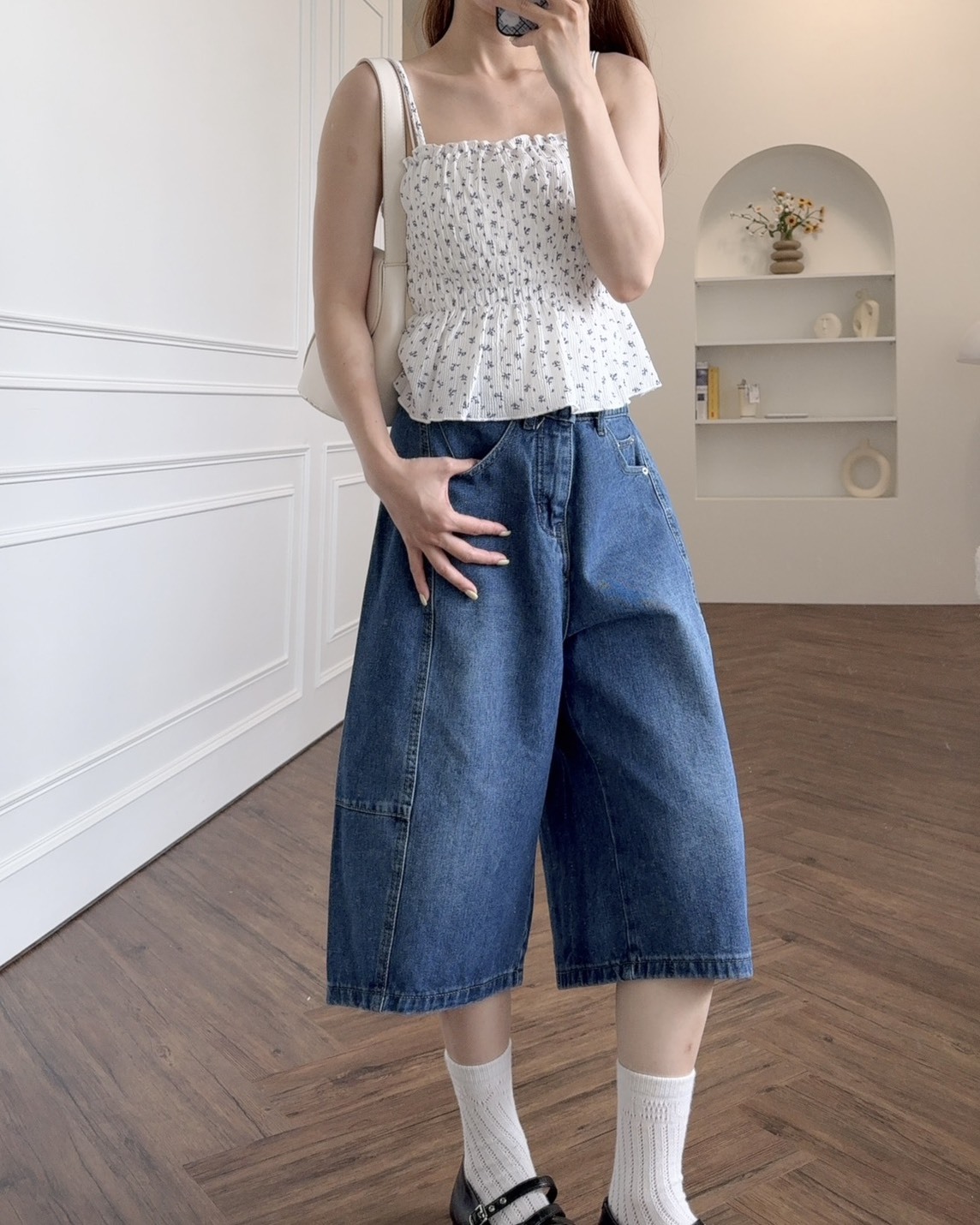 法朵Fado shop｜隨性立體剪裁高腰牛仔七分褲 252C001 三色