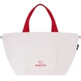 [S] AGATHA IVORY/RED ROUND TWO-LINE PICNIC BAG, AGT213-549-IVORY/RED (SAG842)