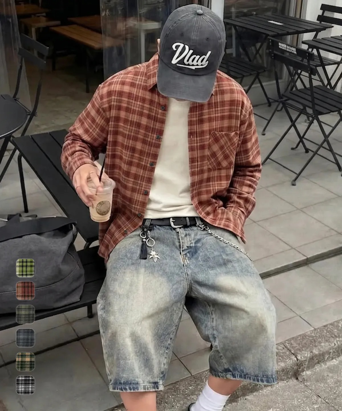 DIMITRI BLACK Everyone's Semi Crop Check Shirt