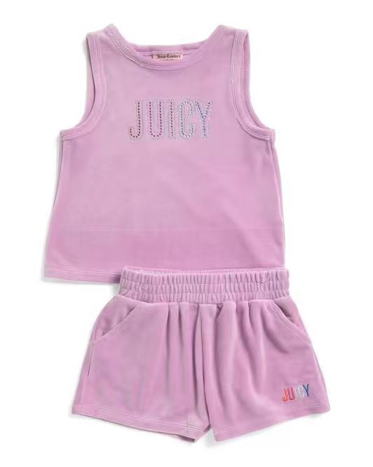 【預購】H061291 JUICY COUTURE 女童天鵝絨背心短褲套裝 2件套 (粉紫色)