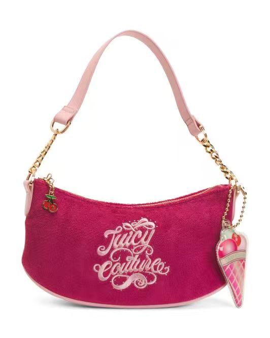 【預購】H061296 JUICY COUTURE 糖果感毛巾布單肩袋 (桃紅色)