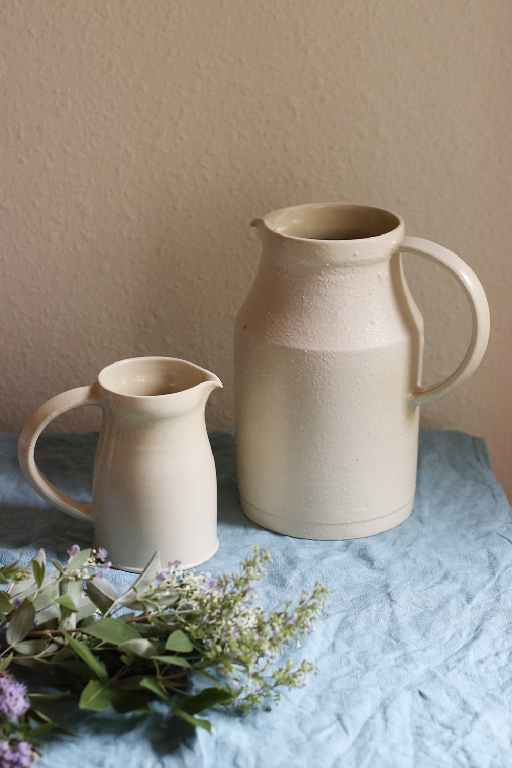 置物　花器　壺 牛奶手把壺21.5cm Craquelé Miel