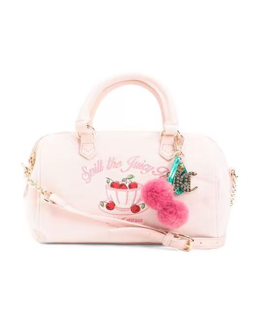 【預購】H061300 JUICY COUTURE Sweet Tea 天鵝絨桶型手袋 (粉白色)