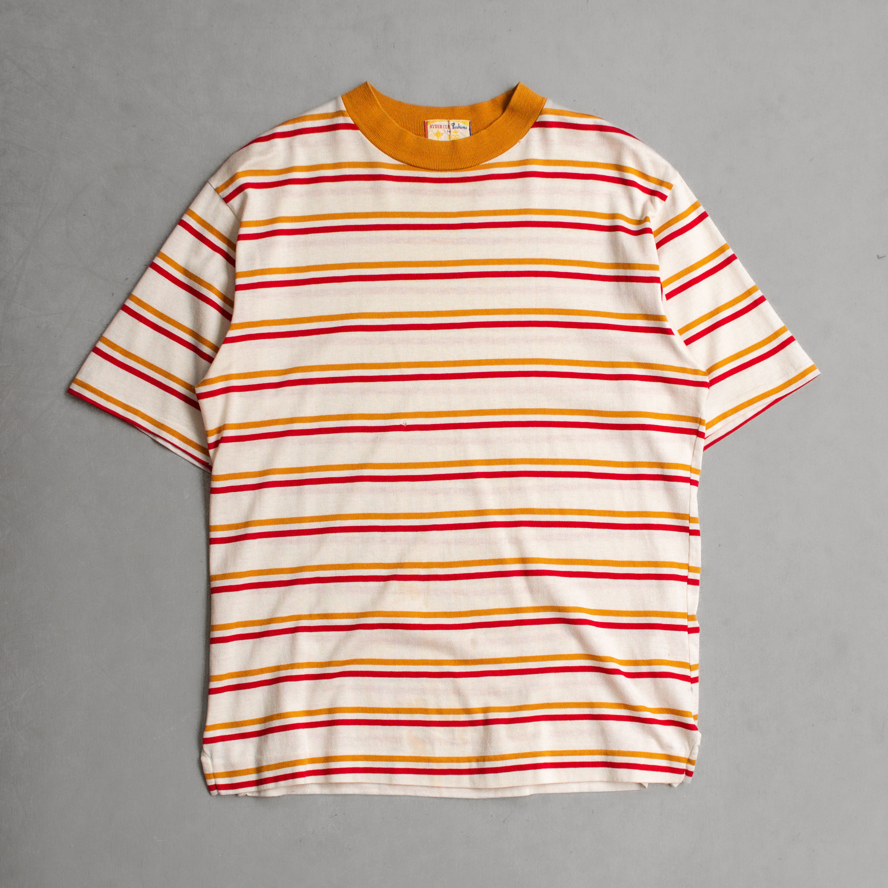 VINTAGE STRIPE TEE 美國製 橘黃 針織 條紋 滾邊 短袖 T恤