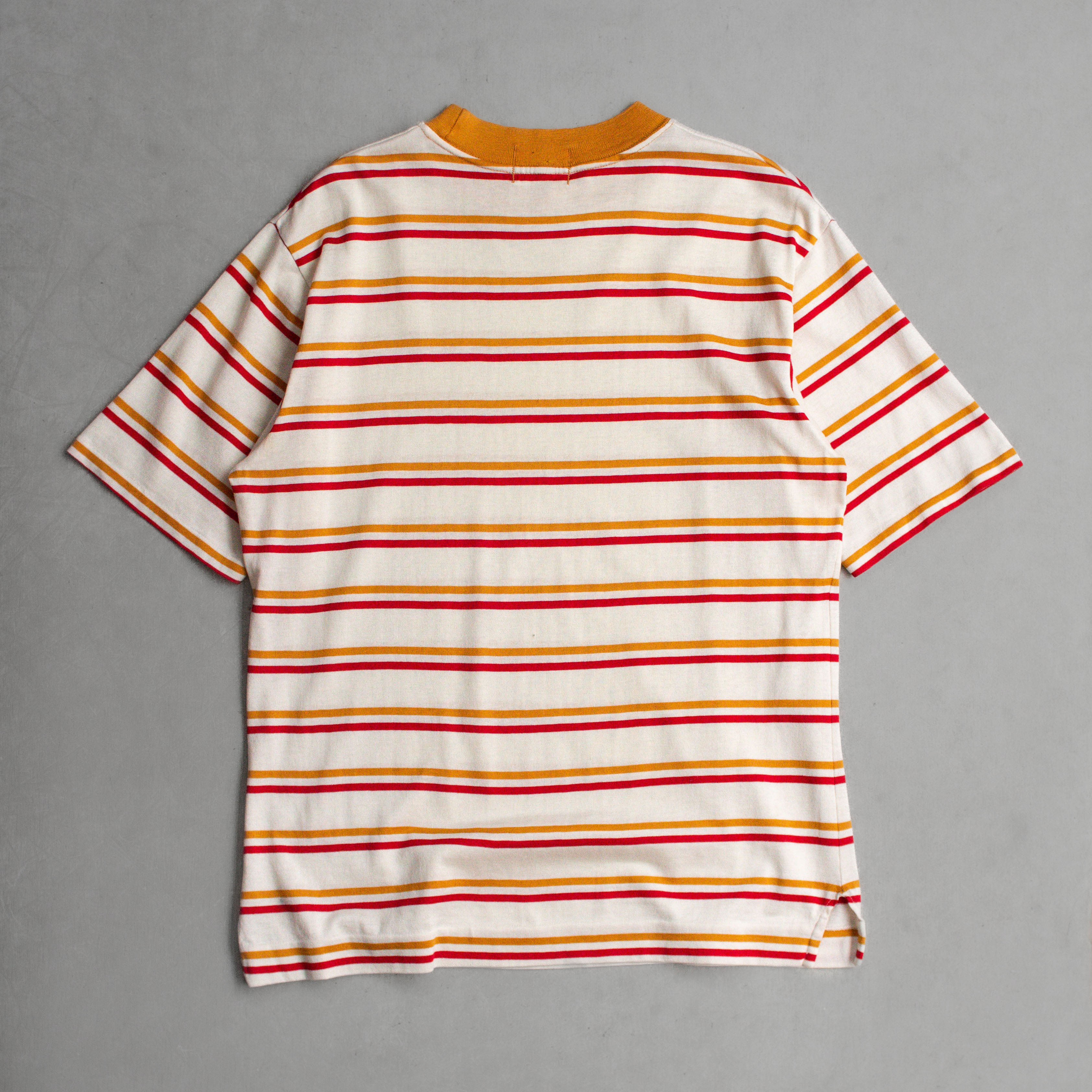 VINTAGE STRIPE TEE 美國製 橘黃 針織 條紋 滾邊 短袖 T恤