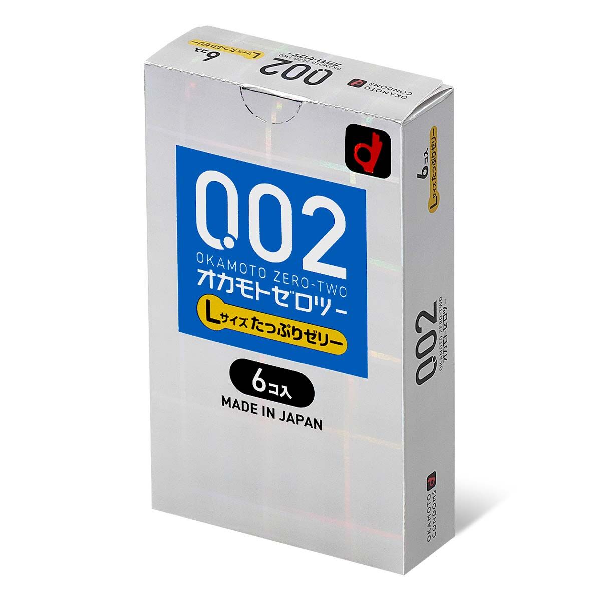 Okamoto PU Condoms, 0.02mm Thin, Large Size, Extra Lubricant (Japanese Version), 6-pack