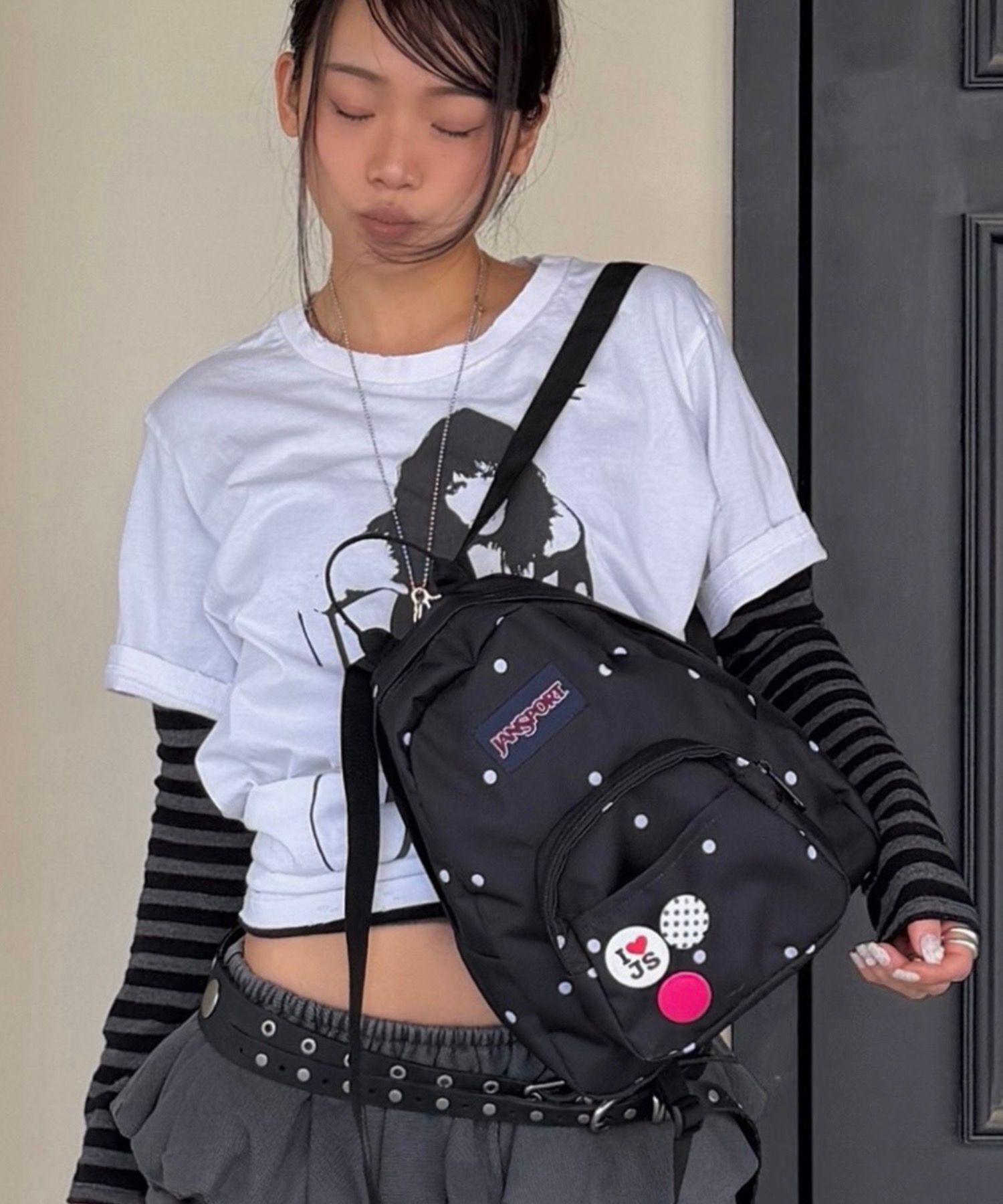 JanSport Jennie同款 Half Pint 迷你後背包 水玉黑 JSPU262MBBP002DK000