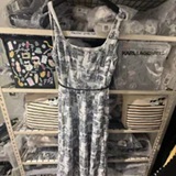 [S] KARL LAGERFELD SOFT WHITE/BLACK COMBO SLEEVELESS PRINTED PARIS TOILE DRESS, LD5XAH25-5WB (SKL1765)