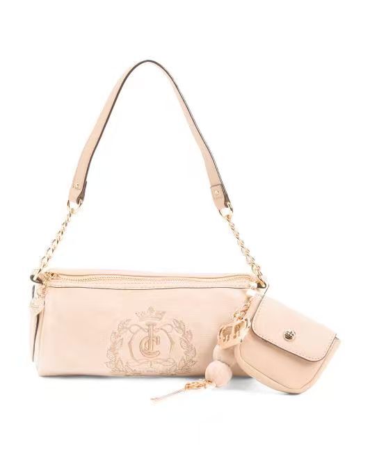 【預購】H061301 JUICY COUTURE 時尚吊飾天鵝絨桶型手袋 (米杏色)