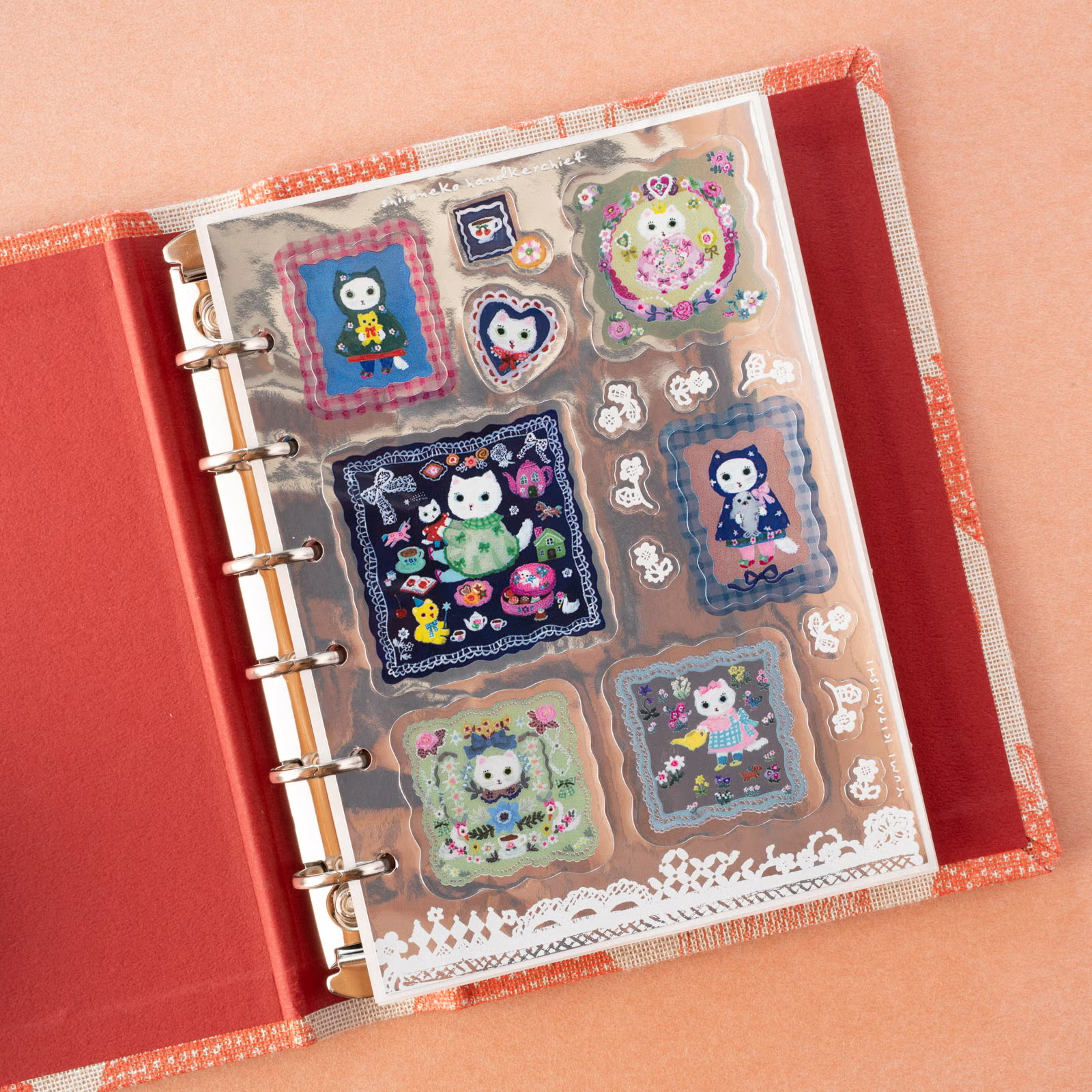 Mini 6 手帳貼紙內頁｜北岸由美「 shironeko handkerchief 」/ 手紙社 JAPAN