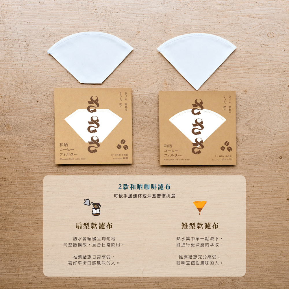 《Sa sa sa》日本製純棉和晒扇型咖啡濾布2入組