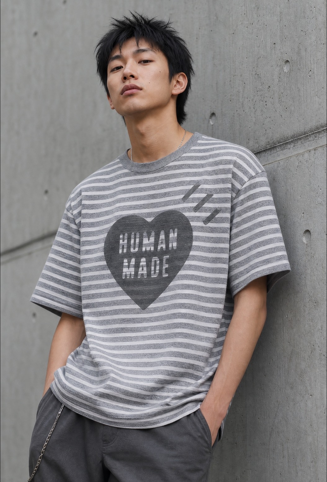 <本週新品> HUMAN MADE HEART STRIPED T-SHIRT 條紋愛心 灰 綠 紫 三色