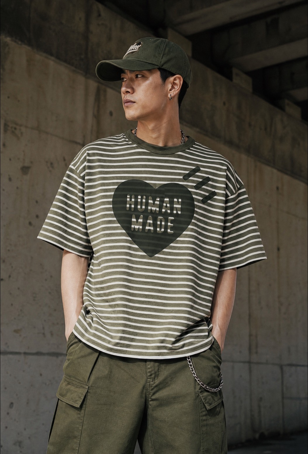 <本週新品> HUMAN MADE HEART STRIPED T-SHIRT 條紋愛心 灰 綠 紫 三色