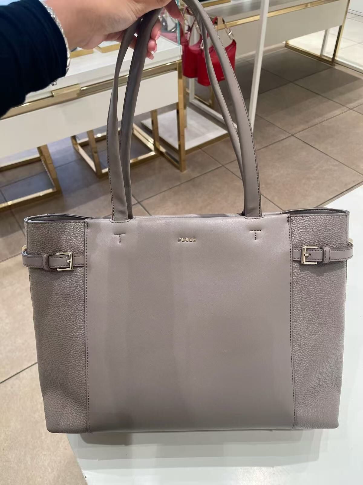【預購】H0612114 Furla Aura 托特包 (淺灰色)
