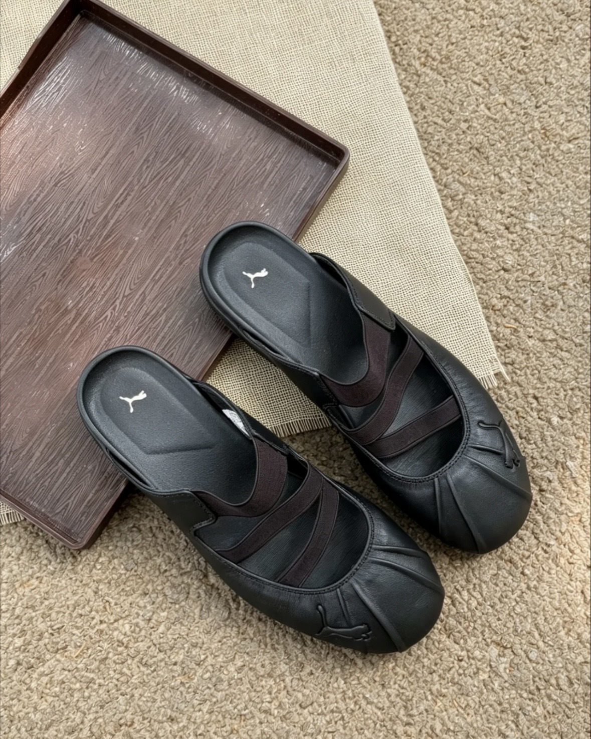 Puma Speedcat Mule 抓皺 包頭 芭蕾 穆勒鞋 黑色