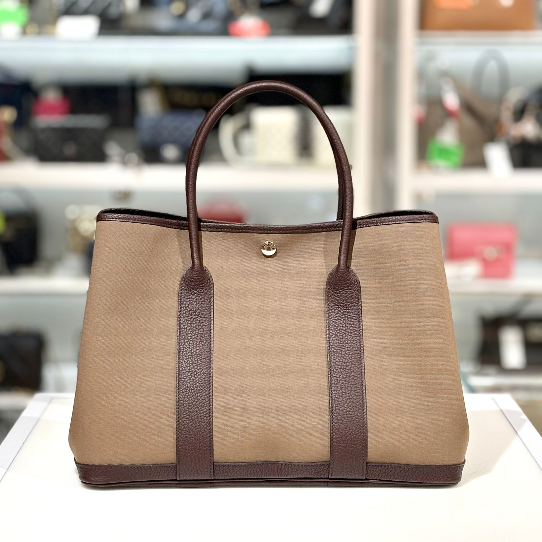 全新HERMES GARDEN PARTY 36 Z 大象灰拼帆布銀扣 H082264CKAG GP36 #BRAND NEW #香榭站正品