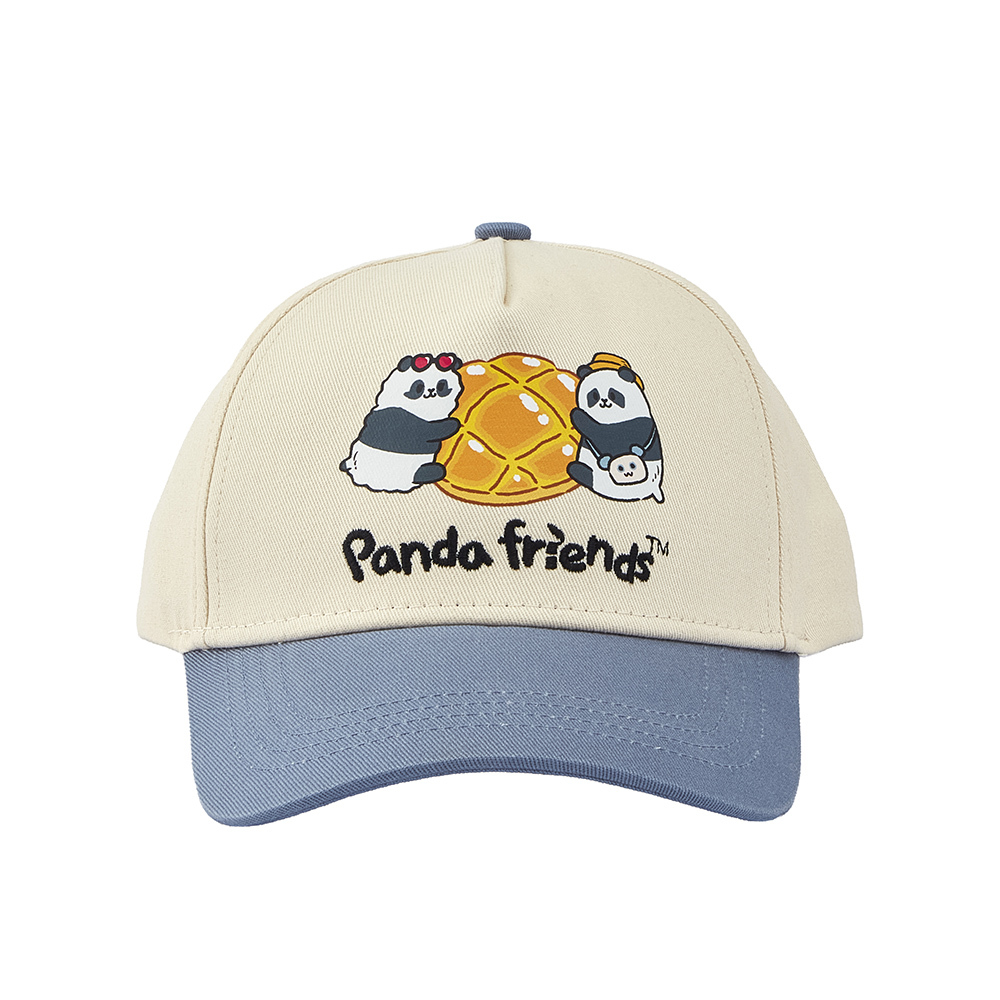 Panda Friends Hong Kong Food Collection: Jia Jia & De De with Pineapple Bun Kid Cap - Beige and Blue