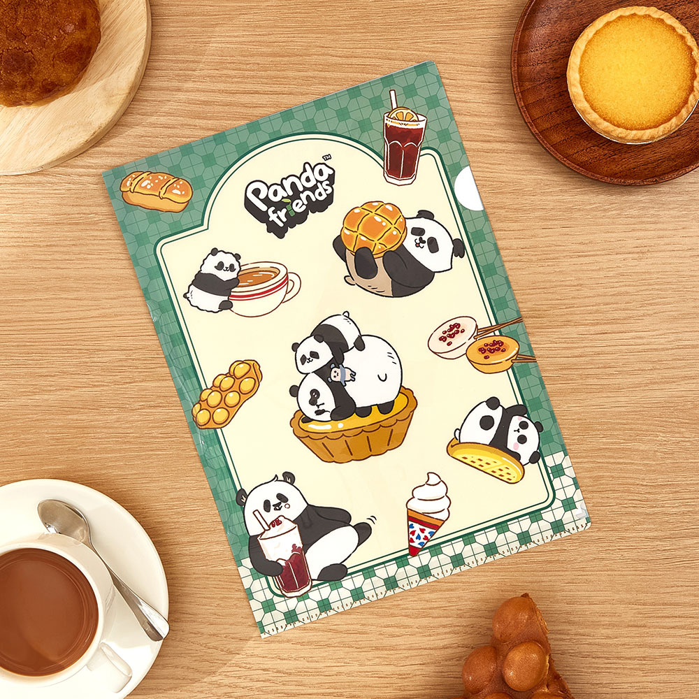 Panda Friends Hong Kong Food Collection: Panda Family A4 Folder – Green