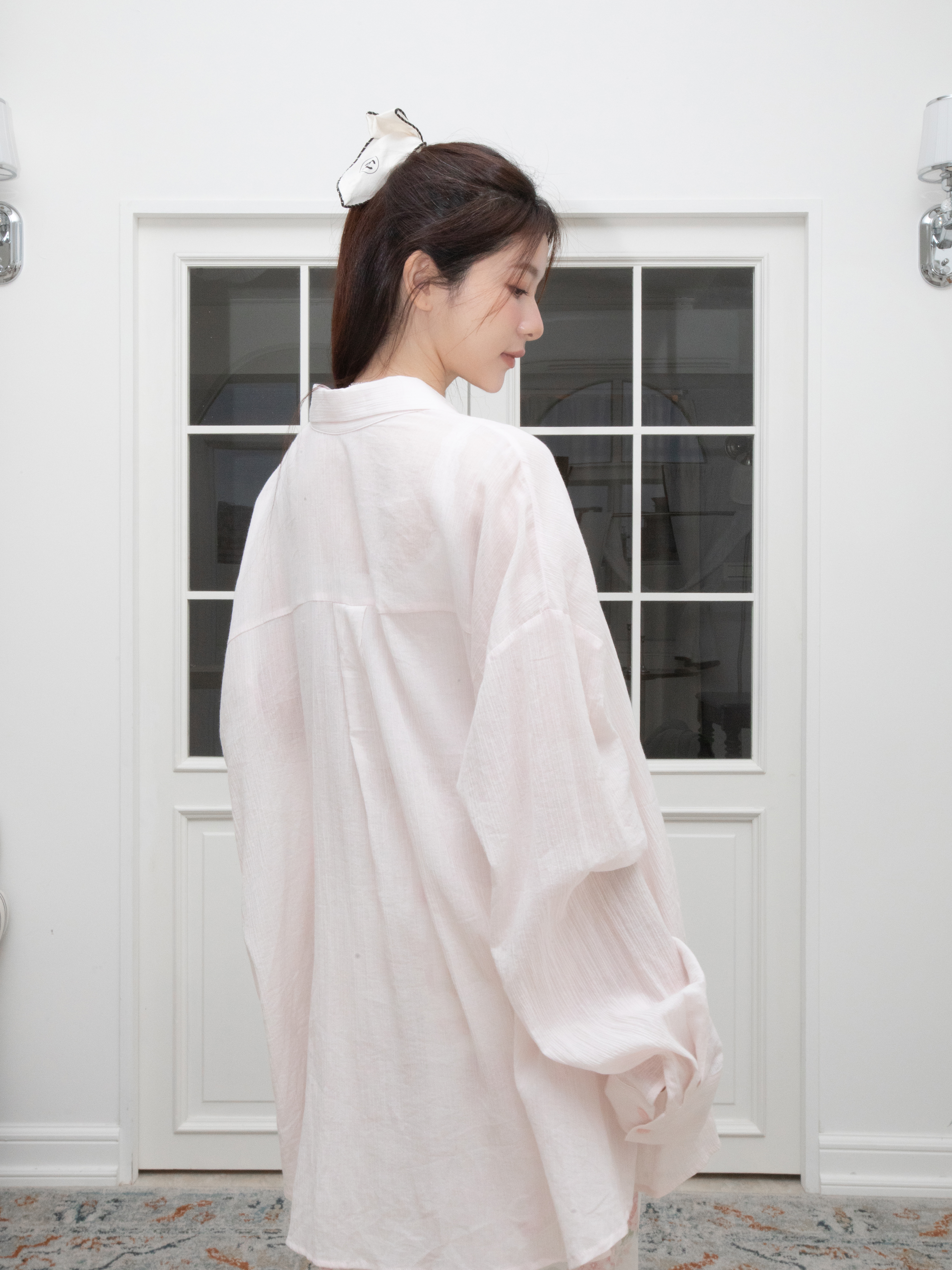 T06 SHEER OVERSIZED BUTTON UP SHIRT
