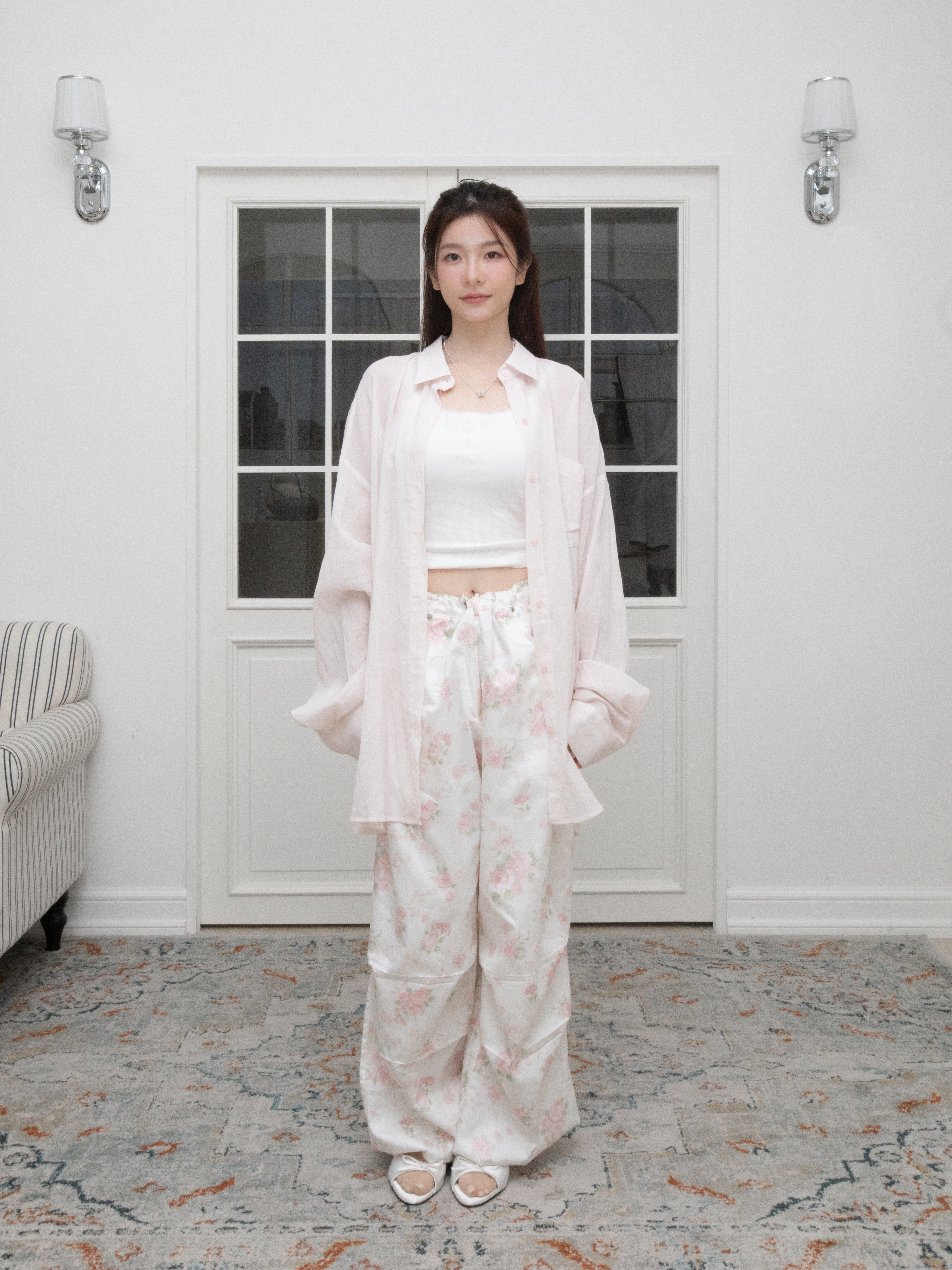 T06 SHEER OVERSIZED BUTTON UP SHIRT