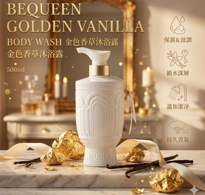 BE110 BEQUEEN GOLDEN VANILLABODY WASH金色香草沐浴露 500ml EXP:2029