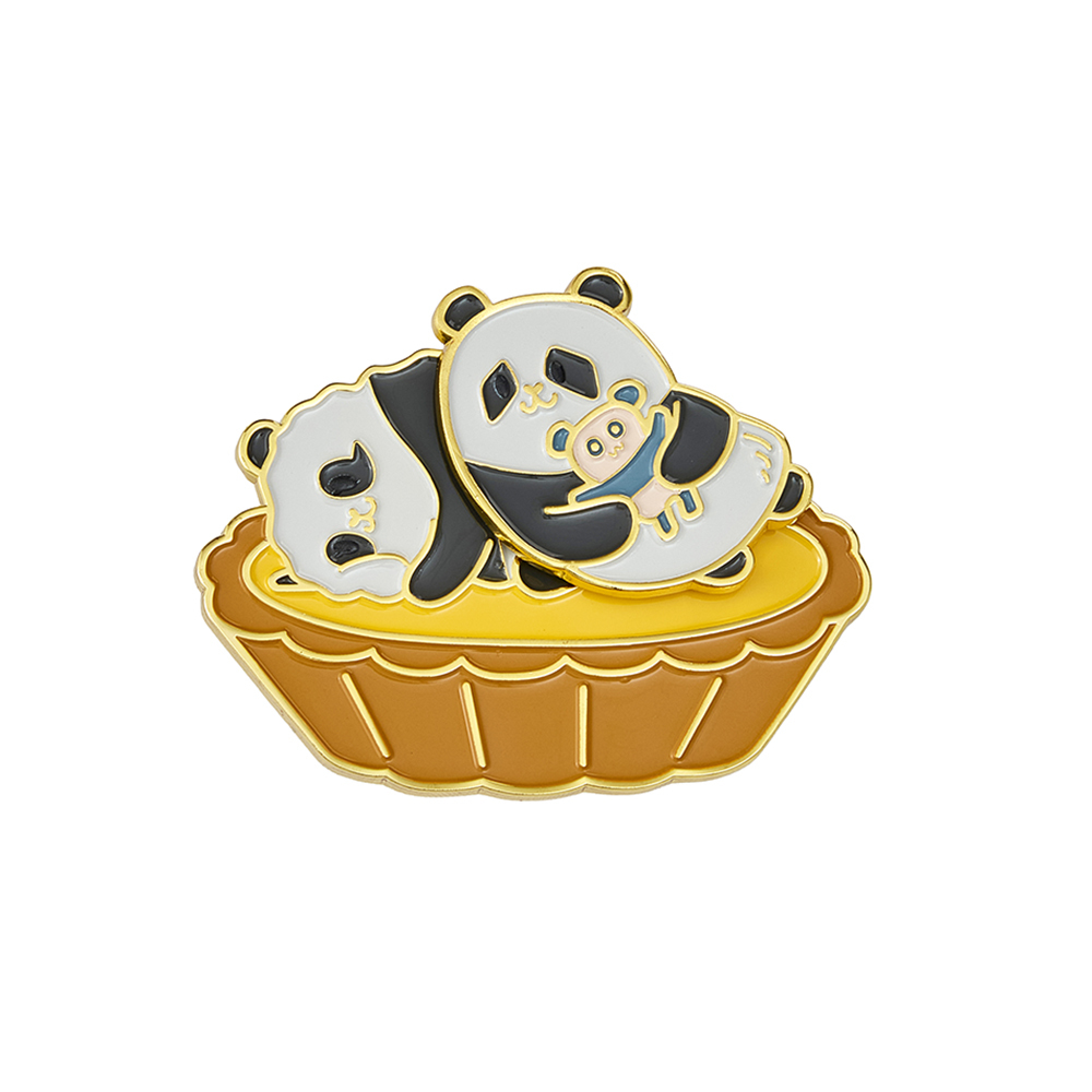 Panda Friends Hong Kong Food Collection: Jia Jia & De De with Egg Tart Movable Pin