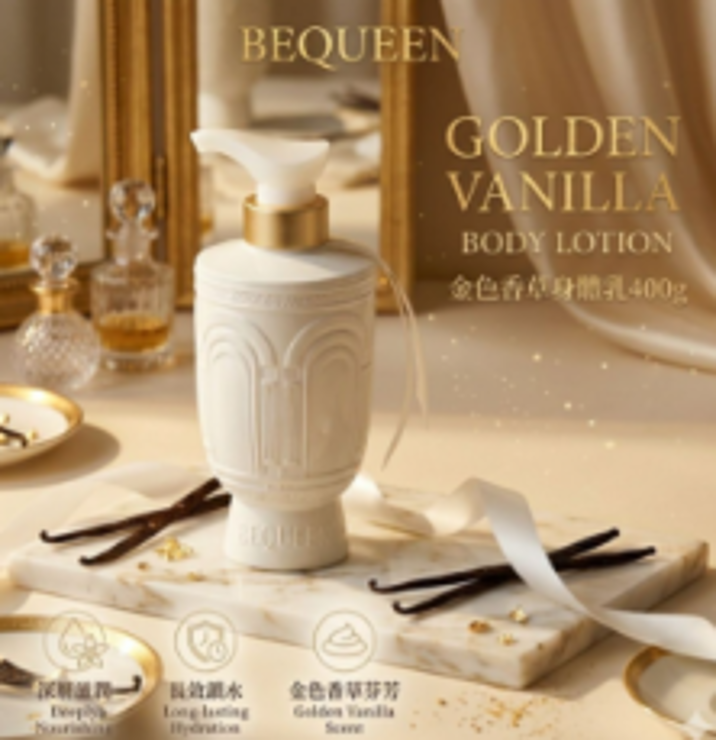 BE109 BEQUEEN GOLDEN VANILLA BODY LOTION 金色香草身體乳400g EXP:2029