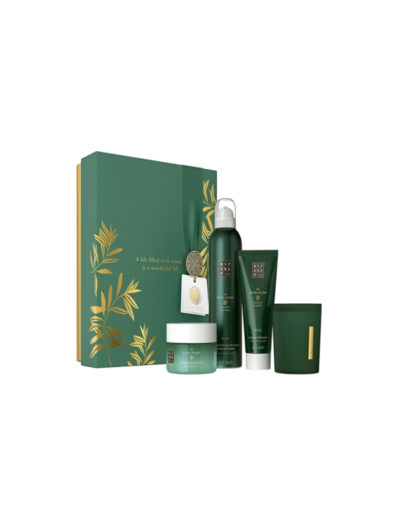 BE020 Rituals 靜系列禮盒套裝(泡沫沐浴露200ml+身體霜100ml+身體磨砂膏125g+香薰蠟燭140g) EXP:2027.04