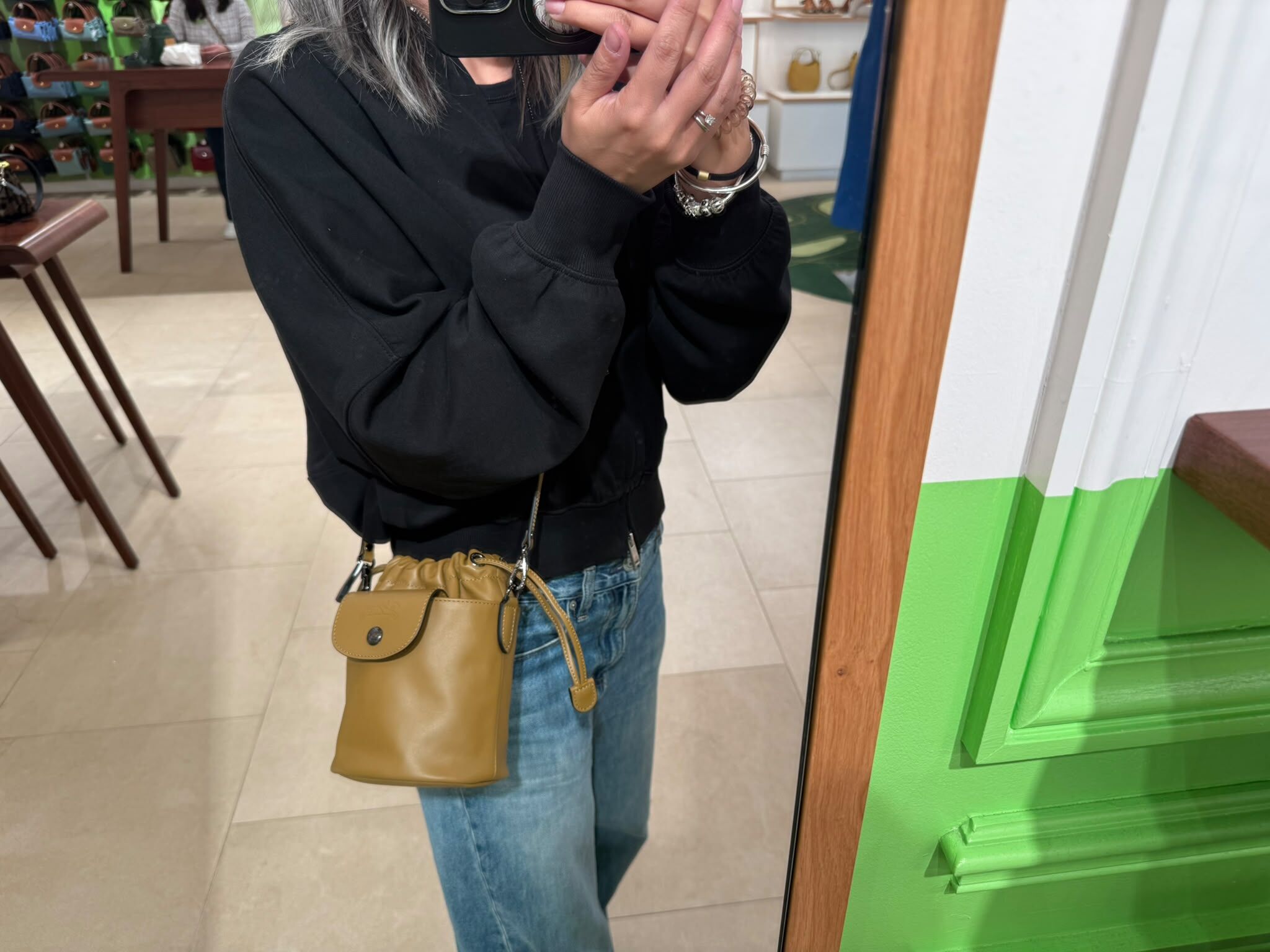 LYS01915 Longchamp Le Pliage Xtra 牛皮索繩水桶袋