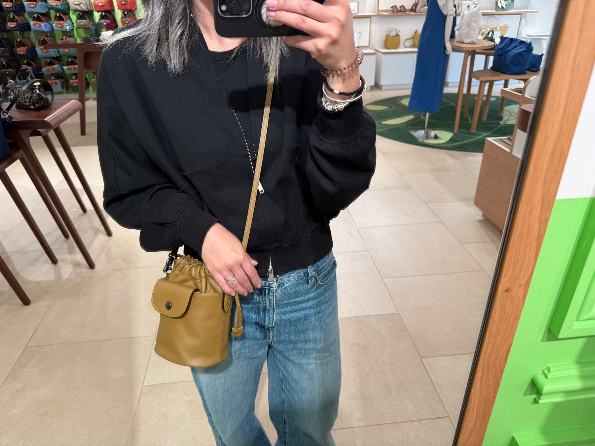 LYS01915 Longchamp Le Pliage Xtra 牛皮索繩水桶袋