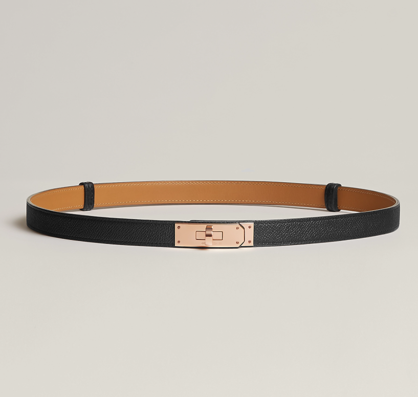 BE029 Hermes Kelly 18 belt - noir (rose gold plated) 可調的尺寸：60 - 100 cm H069853CD89