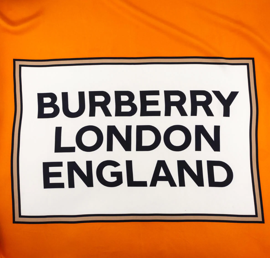 BE087 Burberry 絲綢倫敦英格蘭方形圍巾 - 橙色 (走沙) 135 x 135 cm 80848721