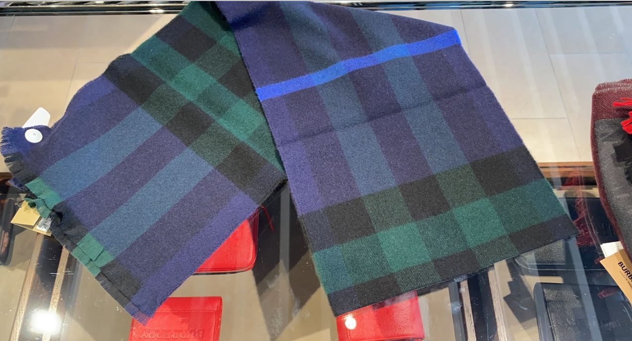 BE086 Burberry 藍綠格紋頸巾 176 ×28 cm