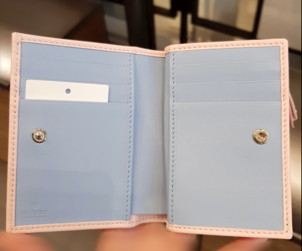 BE081 Gucci 雙色啪扣兩摺短銀包 - 粉紅色 11.5 x 8 cm 790063 AADQF 5943