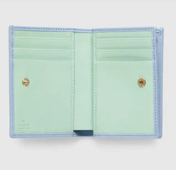 BE080 Gucci 雙色啪扣兩摺短銀包 - 藍色 11.5 x 8 cm 790063 AADQF 4946