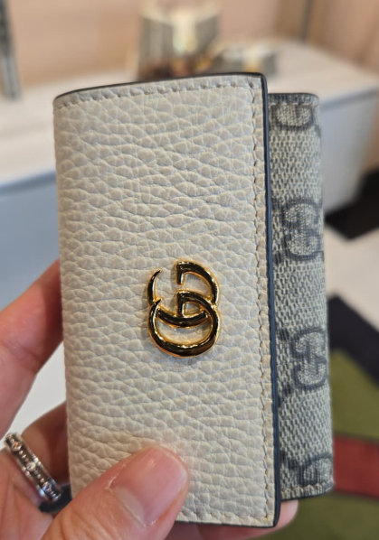 BE077 Gucci 限定色前翻蓋併色鎖匙包 9 x 6 cm 456118 17WAG 9096
