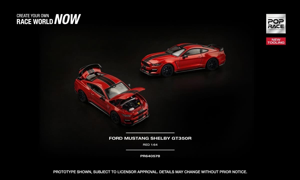 預訂PreOrder- Poprace FORD MUSTANG SHELBY GT350R - RACE RED