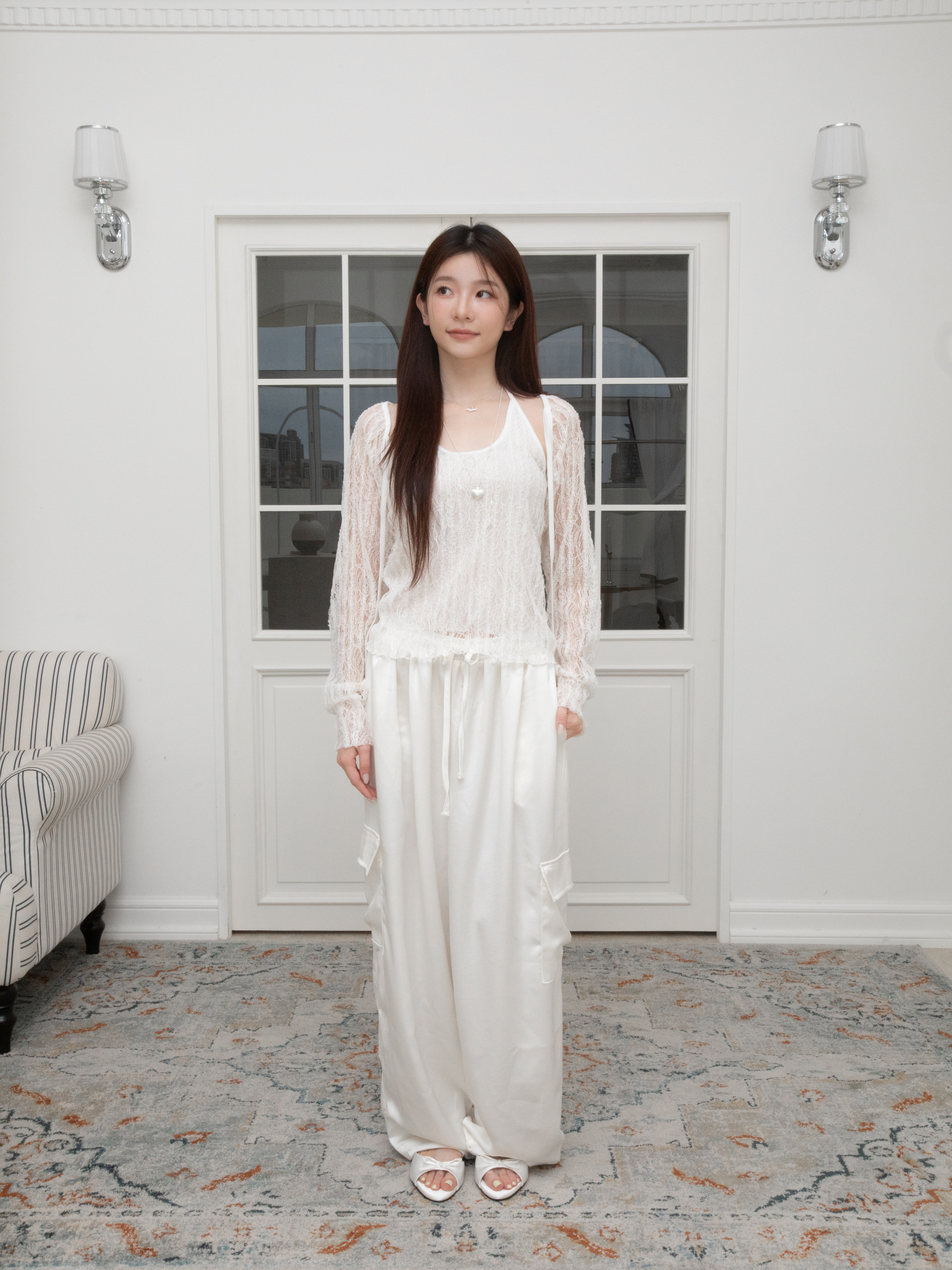 H06 SATIN WIDE-LEG CARGO PANTS
