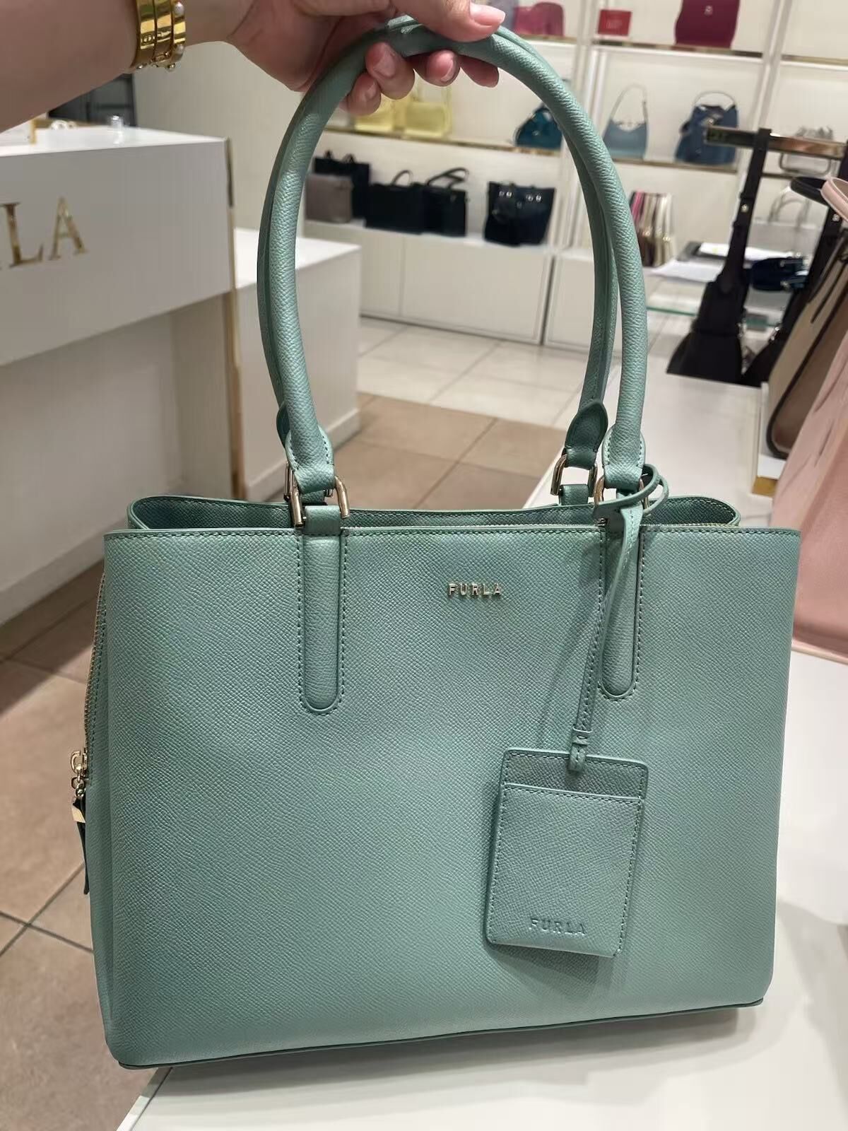 【預購】H0612135 Furla Minerva 托特包連卡套 (淺綠色)